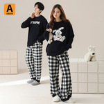 【半边绒】情侣睡衣女秋冬季保暖加绒加厚宽松版可外穿男士家居服