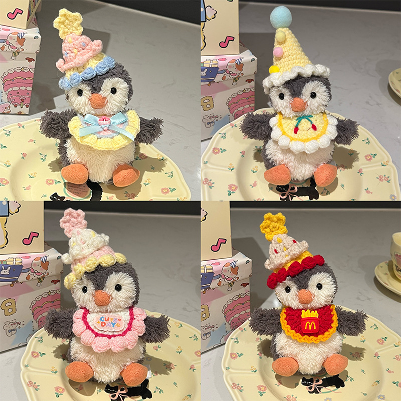 Peanut Penguin Hat Bib Doll Doll Clothes Hand-Knitted Saliva Towel Doll Cross-Body Bag Decorative Skirt Accessories