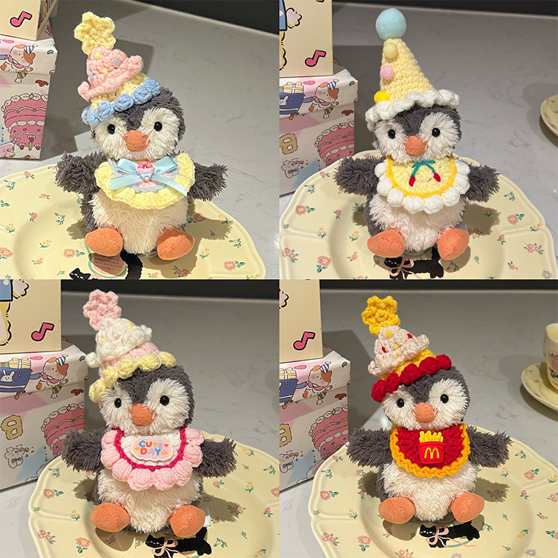 Peanut Penguin Hat Bib Doll Doll Clothes Hand-Knitted Saliva Towel Doll Cross-Body Bag Decorative Skirt Accessories
