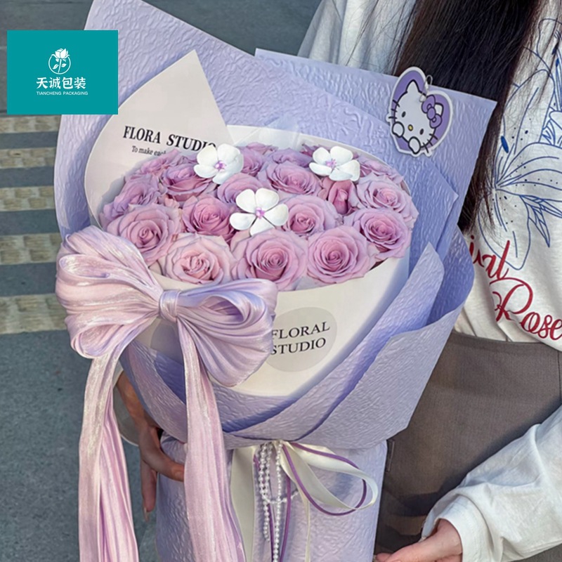 节日网红英文圆舞曲圆点定型造型片手工diy鲜花包装纸花店资材