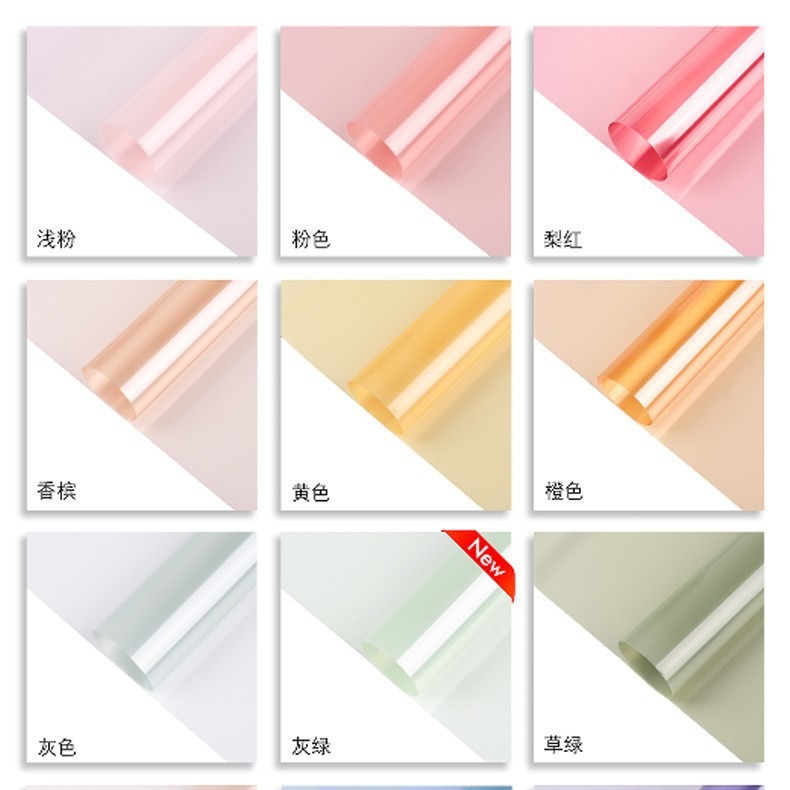 Embalaje de flores de celofán de colores Engrosamiento de ramo de papel de cristal translúcido impermeable Embalaje de gelatina opp película de gelatina al por mayor