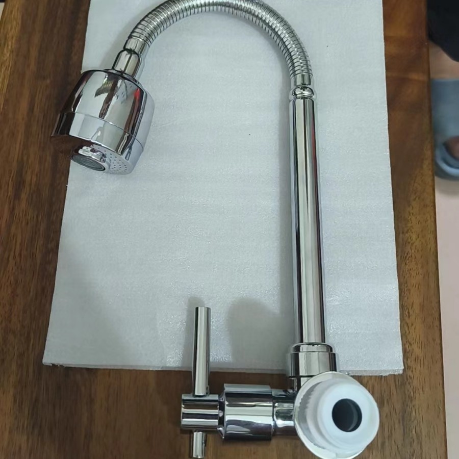 Modelo de comercio exterior, grifo de lavabo de verduras de un solo enfriamiento horizontal de cuerpo redondo, grifo de lavabo de verduras horizontal en la pared, grifo de un solo enfriamiento de 4 puntos