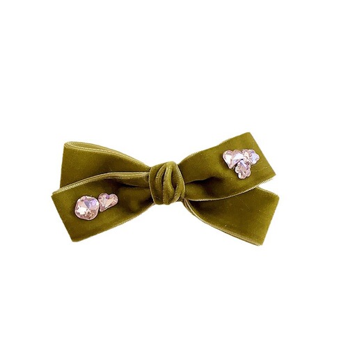 New retro elegant irregular velvet diamond bow children's side clip hair accessories headwear