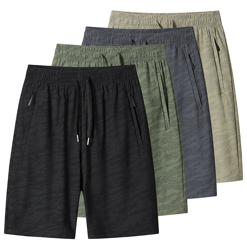 [Спот в киоске] 2025 новый ледяной шелк быстрорежитые пенталовые брюки для мужчин летом тонкие прямые брюки большого размера на открытом воздухе