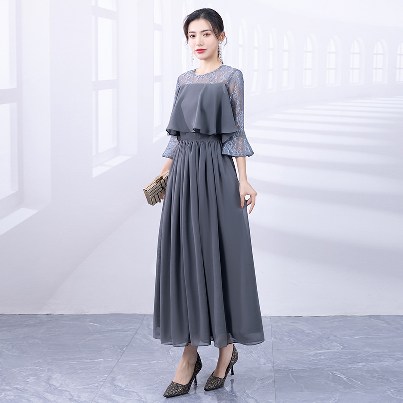 AliExpress vestido mujer 2025 nuevo temperamento de manga larga vestido de mujer elegante anfitrión vestido de noche transfronterizo