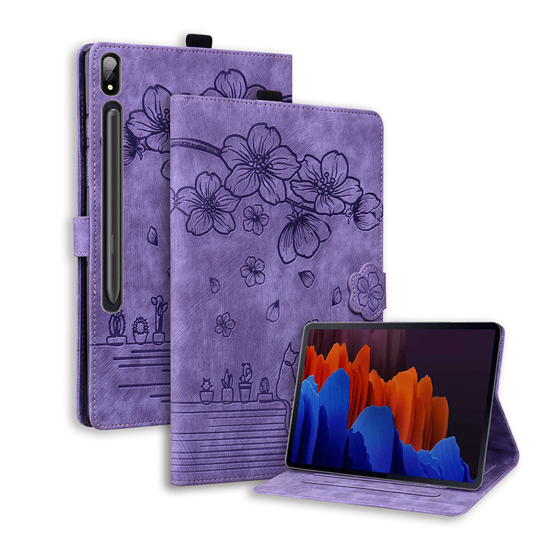 Suitable for Samsung Tabs9 Tablet Protective Case S10Ultras8Plus S9Fe Comic Style Cherry Blossom Cat Protective Case Suitable for Samsung Tabs9 Tablet Protective Case S10Ultras8Plus S9Fe Comic Style Cherry Blossom Cat Protective Case