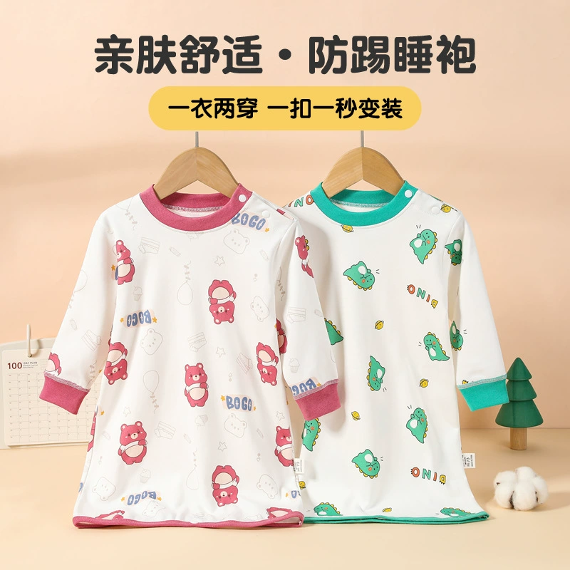 Детская зимняя одежда для сна, утепленный комбинезон-пижама с защитой от раздражения, весенне-осенний теплый комбинезон унисекс, стеганый хлопковый комбинезон для младенцев, халат из чистого хлопка