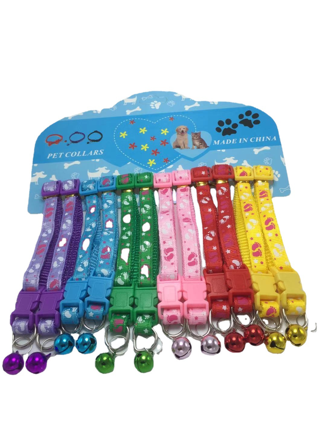 1.0 Collar de campana. Seis colores de moda mascota collar campana lindo cuello pequeño perro