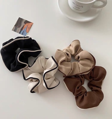 Goddess Style~ Korean Version Ins Quality Sweet Pig Intestine Hairpin High-Grade Cotton Linen Pleated Striped Edge French Hairpin