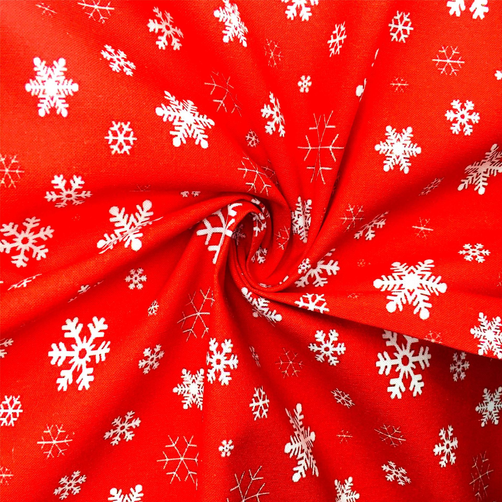 クリスマス雪花模様の薄いポリエステル綿や四面弾ニット生地のプリント生地手作りdiyシャツスカート服装生地