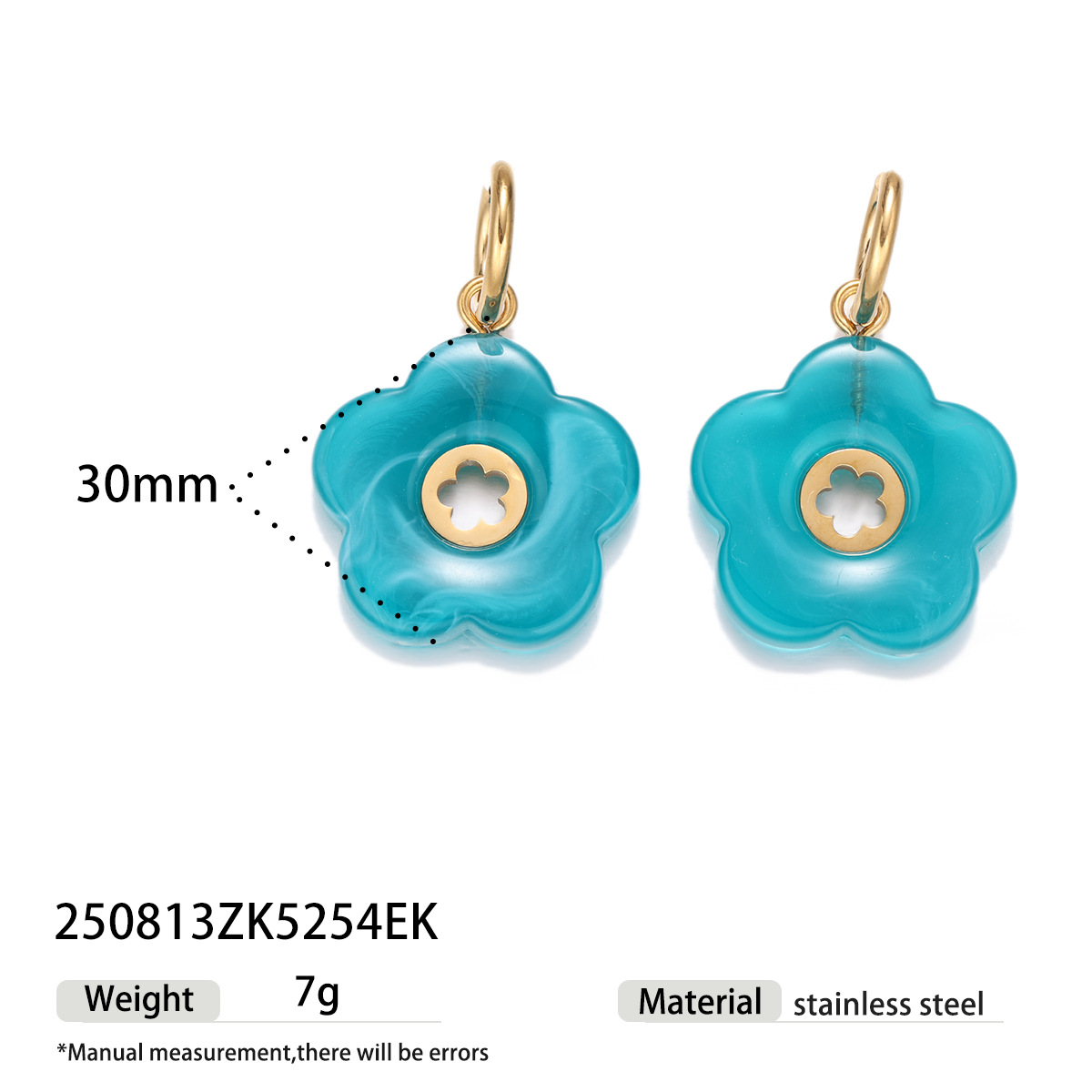TENA Europa y América collar de acero inoxidable mujer no se desvanece amplio conjunto de joyas de pendientes acrílicos azules venta caliente