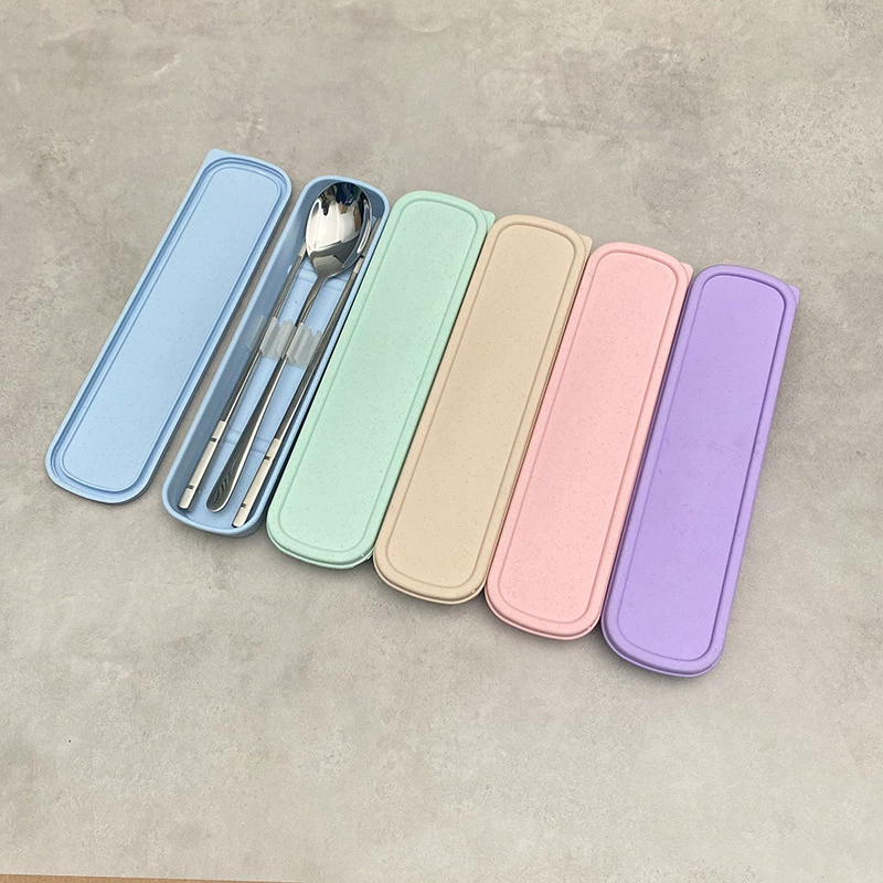 Удобная посуда из нержавеющей стали 304, ложка и палочки для еды, набор из двух предметов для детей и студентов, простой портативный набор для пикника на открытом воздухе, 21 см