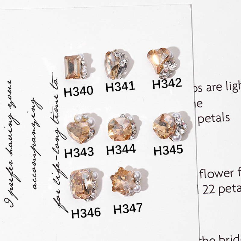 Swarovski Crystal Pile Diamond Nail Art Jewelry Finished Product Internet Celebrity Super Flash Light Brown Peach Heart Stereo Decorative Diamond Ball Swarovski Crystal Pile Diamond Nail Art Jewelry Finished Product Internet Celebrity Super Flash Light Brown Peach Heart Stereo Decorative Diamond Ball