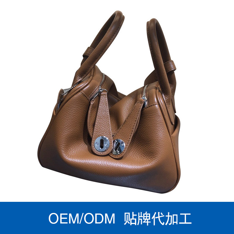 Genuine Leather Women's Bag Lindy Bag Factory Customized New Pebbled Pattern Women's Handbag Cowhide Shoulder Handheld Crossbody Bag