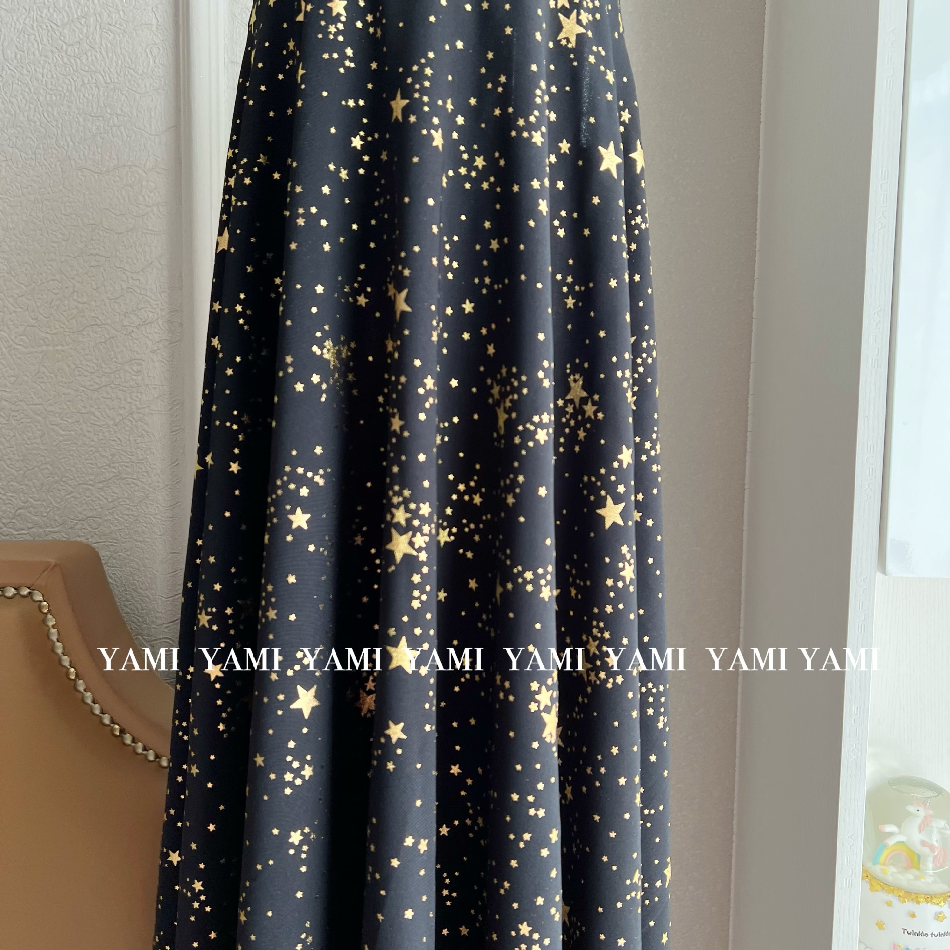 Poliéster seda de hielo Zou gasa bronceado estrella tela juguete princesa vestido Lolita ropa de los niños tela Orden exterior