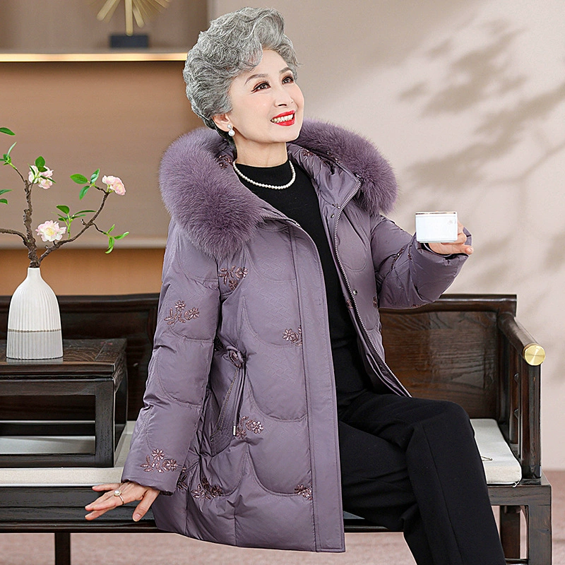 Demi-season down jacket, for middle age, increased thickness, plus size, western style
