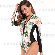兴城泳装定制长袖带拉链泳衣潜水服紧身显瘦印花连体运动款连体式