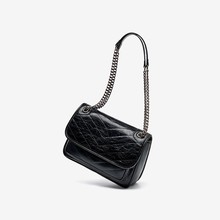 真皮女包邮差包单肩斜挎包包菱格流浪包头层皮欧美复古风小香风