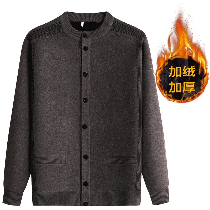 Осенне-зимний трикотаж, мужской Папа носит Свободный топ с длинными рукавами, зимний свитер 60 лет, 70 лет, пальто, большие размеры, утолщенная на флисовой подкладке