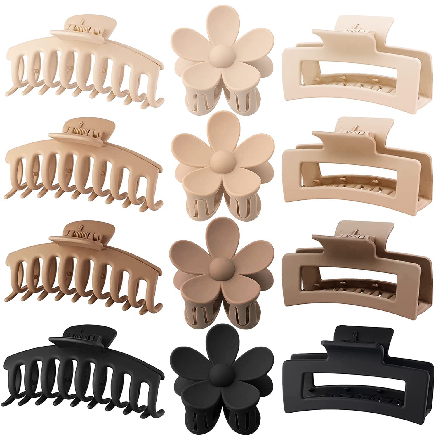 Amazon estilo explosivo juego de pinzas de agarre grande sin dejar rastro de la parte posterior de la cabeza clip de garra esmerilado clip de tiburón rectangular accesorios para el cabello al por mayor