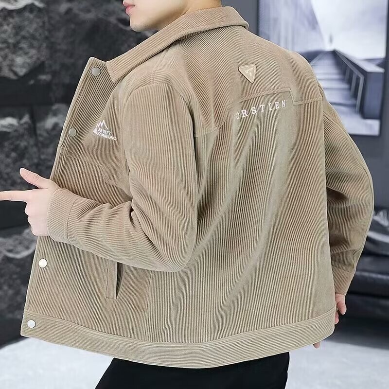 Slim-fit Handsome Jacket Men's Spring and Autumn New Short Solid Color Lapel Velvet Jacket Men's Casual All-match Top Men's