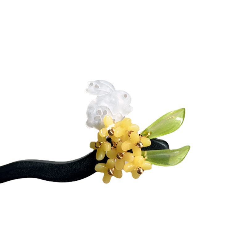 Hanfu tocado nuevo estilo chino de alto sentido palillos Zhao Liying mismo estilo bola cabeza horquilla estilo antiguo de madera simple de las mujeres