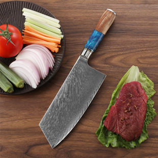 VG10 Damascus steel kitchen knife resin stable wooden handle household kitchen slicing knife sharp vegetable cutting knife