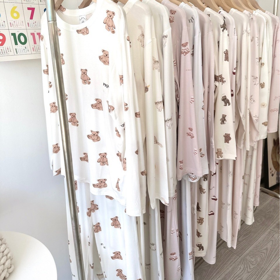 GP lindo nuevo algodón modal de dibujos animados pastel de oso pantalones de manga larga pijamas ropa para el hogar traje al por mayor