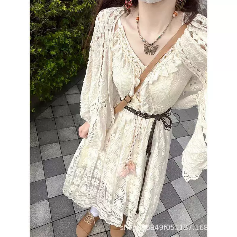Богемное платье легкое и роскошное старомодное женское лето новый праздник ветер подтяжка юбка этнический стиль китайская юбка