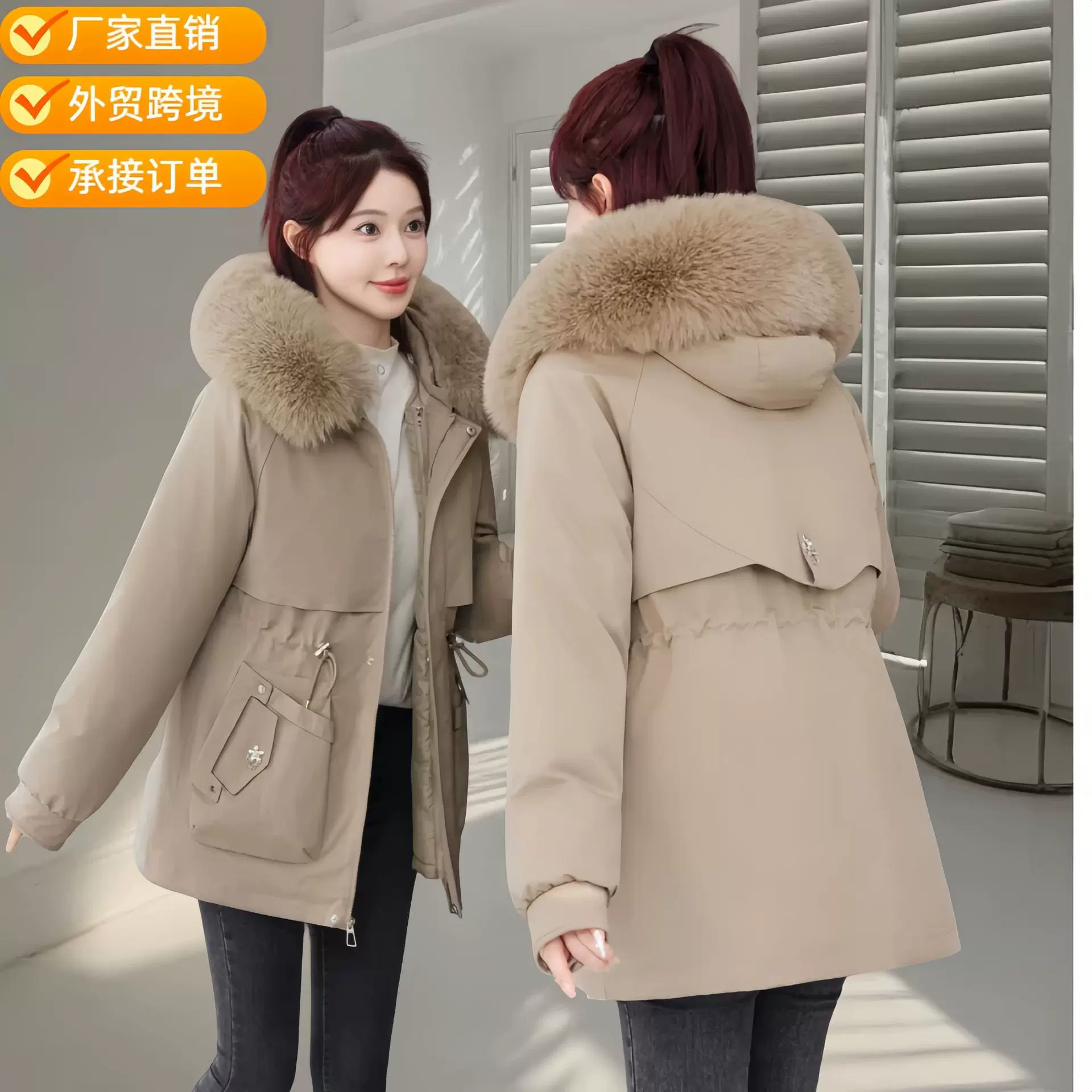 一衣三穿派克服女中长款可拆卸保暖棉服活里活面棉衣风衣棉袄外套