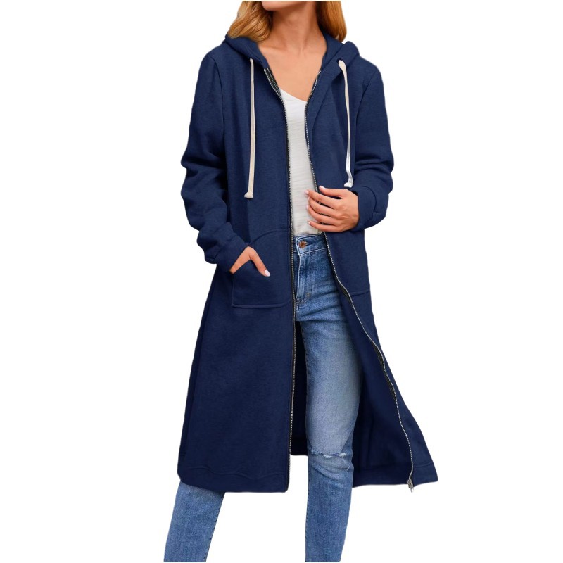 2022 europeo y americano amazon estación independiente otoño e invierno transfronterizo abrigo cálido cremallera suelta abrigo largo con capucha ropa de mujer