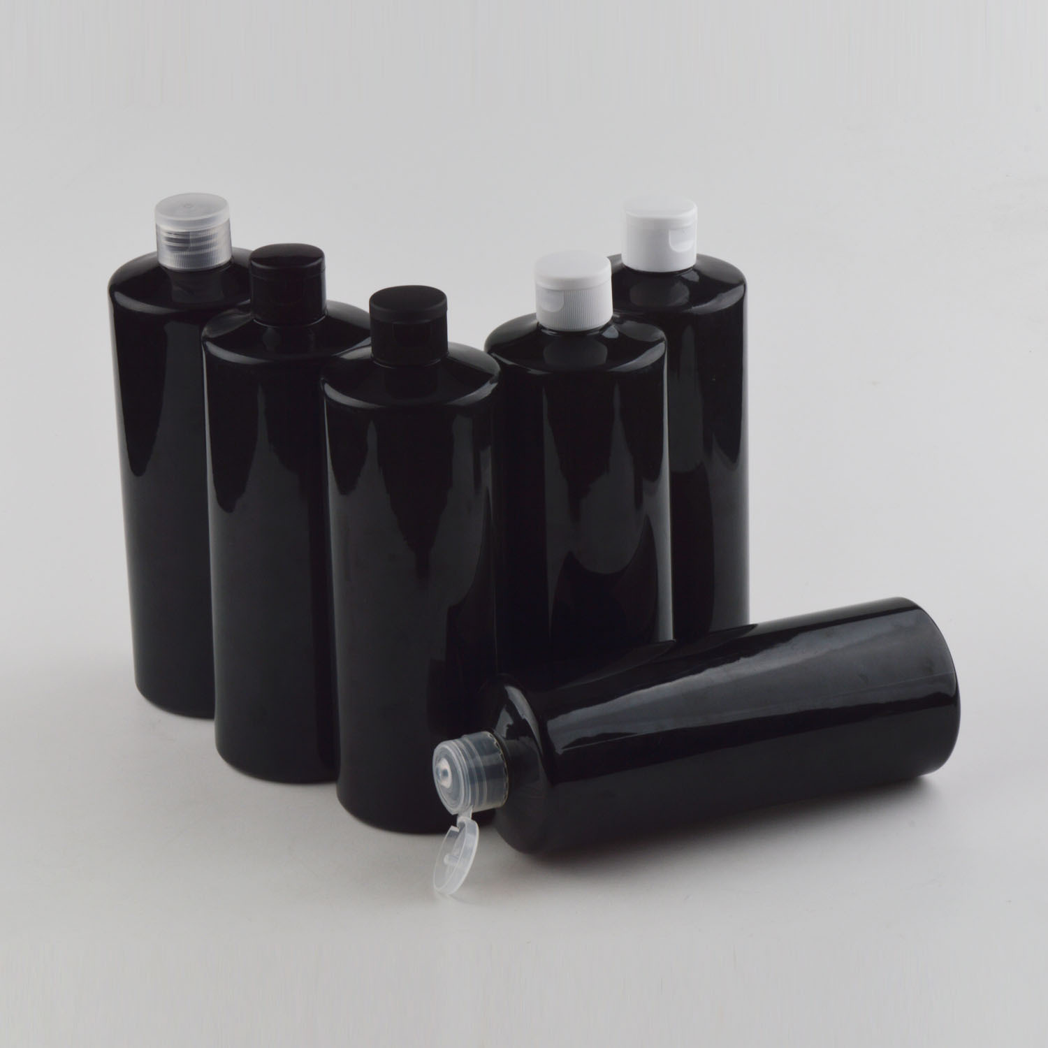 500ml黑色平肩翻盖瓶 旅行塑料空瓶子清洗壶PET化妆品包材