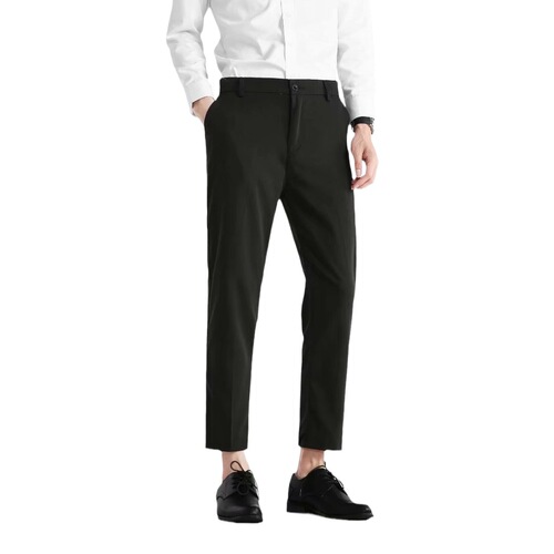 Men's 9-inch Straight Leg Slim Fit Tapered Pants for European Station, Korean Style Casual Suit Pants with a Falling Sensation