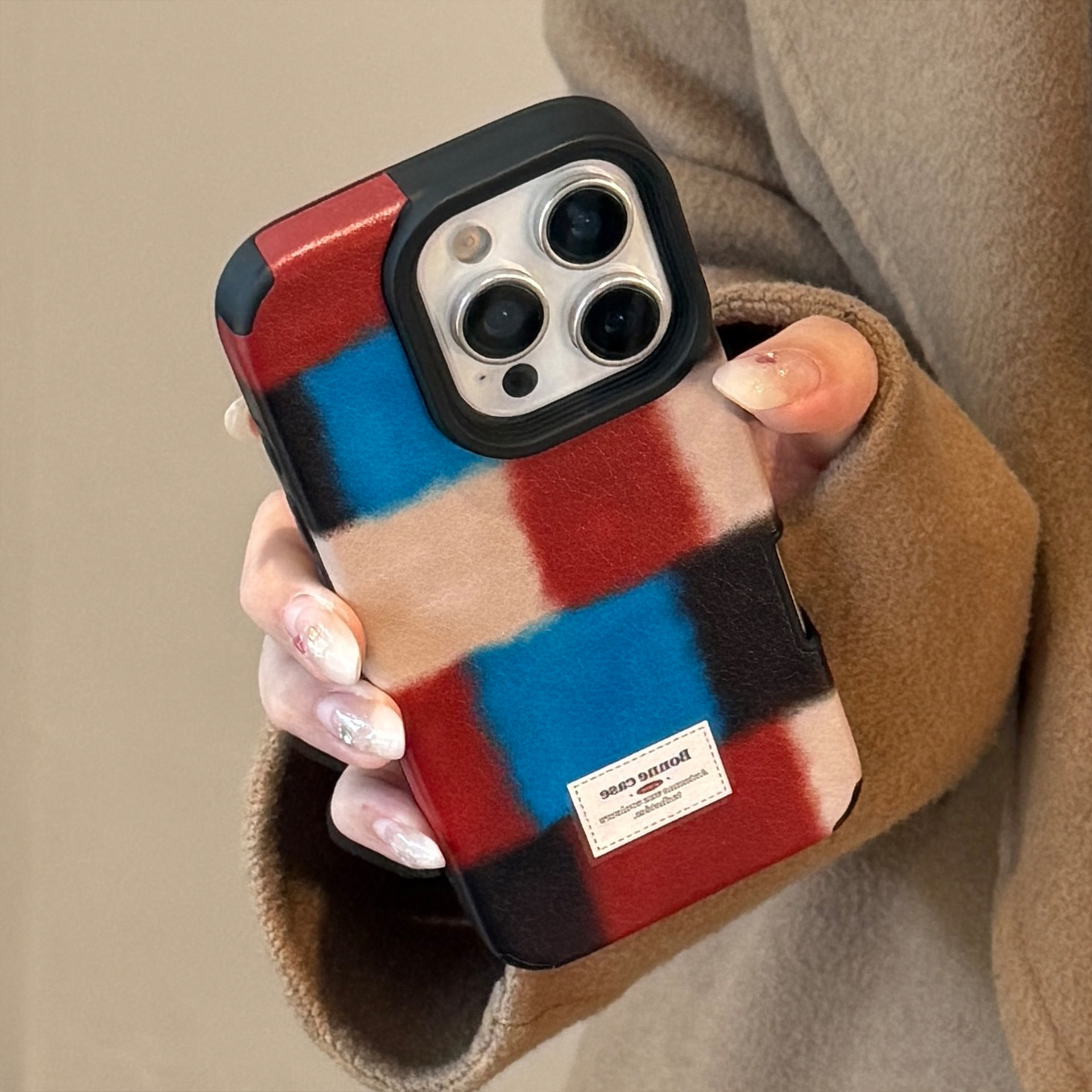 Personalidad retrógrada mosaico para iphone16promax manzana17 caso de teléfono 15 premium 14 cuero 13