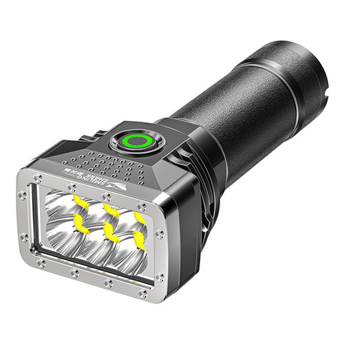 Portable flashlight with six lamp beads, strong light flashlight, charged display, high brightness, long range, four-speed adjustment