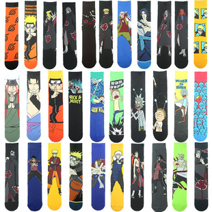 Cross-border tide socks foreign trade cotton cartoon animation socks Naruto Sasuke straight socks lovers socks