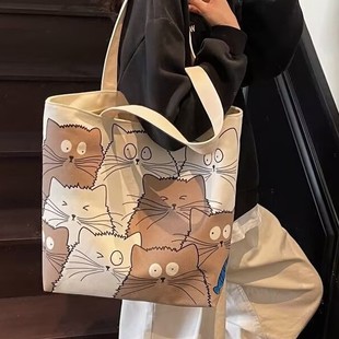 Fashion Commuter Tote Bag New Large Capacity Casual Cartoon Totoro Canvas Bag Wholesale Versatile Shopping Underarm Bag