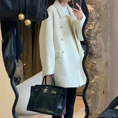 特別価格・返品不可/oun*e ウールコート 韓国東大門製 ウール混紡 ダブルフェイス ダブルボタンコート ミドル丈