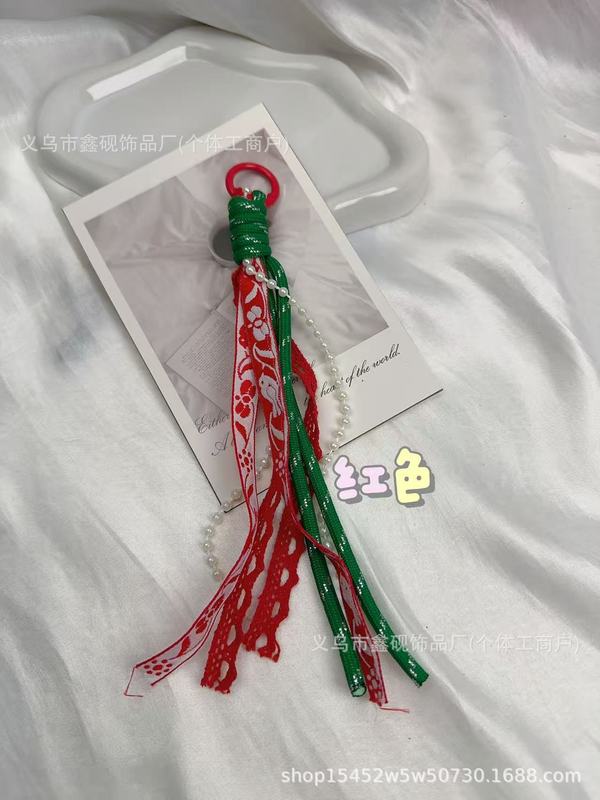 蕾丝绳艺钥匙扣细腻质感装饰创意编织挂绳ins风绳结手绳手工车载|undefined