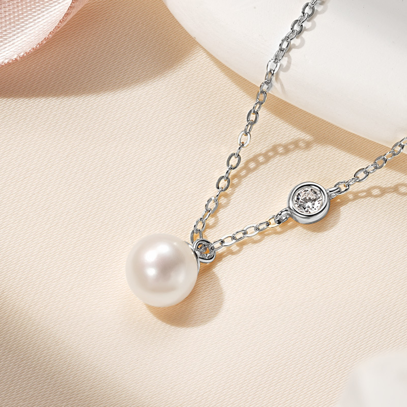 Exquisite Natural Freshwater Pearl Collarbone Necklace with S925 Silver for Women, Fashion Design, Perfect Gift