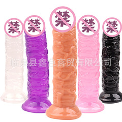 Transparent crystal simulation penis self-pleasuring device for women without testicles, soft suction cup male anus plug sex toy