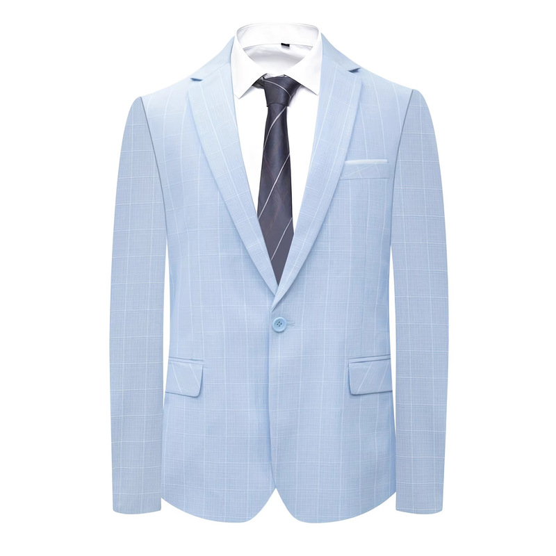 Spring and Autumn New Style Men's Suit, Middle-Aged Business Casual Retro Plaid Men's Single-Piece Suit, Non-Iron Dad Jacket