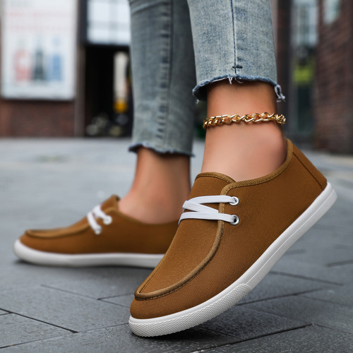 New men's and women's small white shoes, flat-heeled canvas shoes, women's slip-on, Korean flat slip-on casual couple's skate shoes