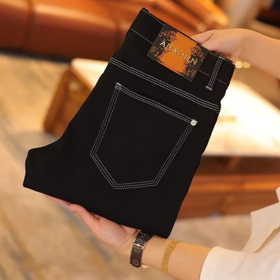 Spring New Men's Jeans 2025 European Fashion Brand High-End Trendy Casual Stretch Slim-Fit Skinny Pants Trendy