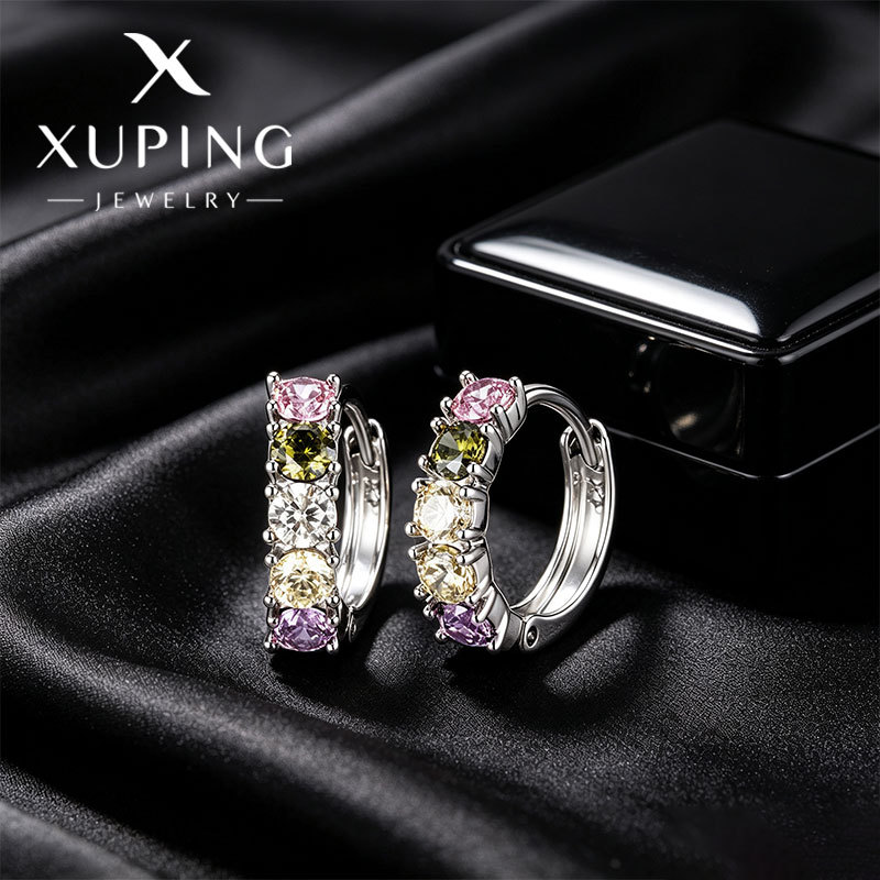 Xuping joyería estilo de moda europea y americana aretes exagerados doble fila brillante aretes de aretes de arroz de arroz pendientes de arroz transfronterizos aretes al por mayor