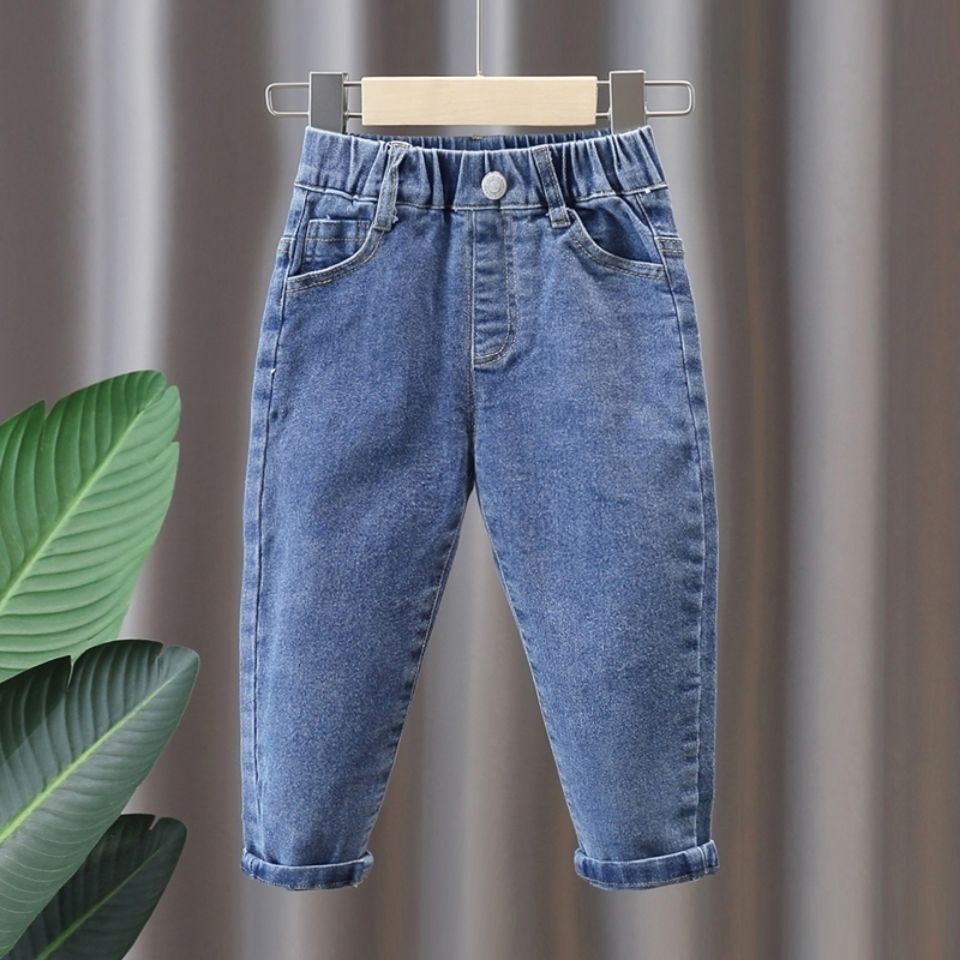 Boys' jeans, spring and autumn style, children's stretch slim fit pants, baby casual long pants, spring fashion, trendy pants for kids.