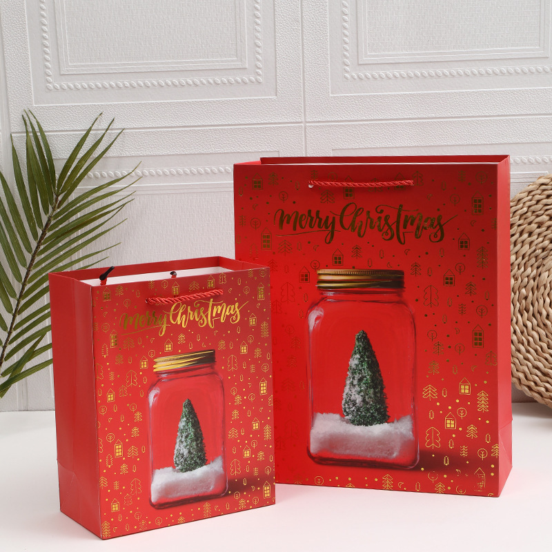 圣诞节礼品袋手提袋圣诞老人礼物袋平安夜苹果包装圣诞加厚纸袋