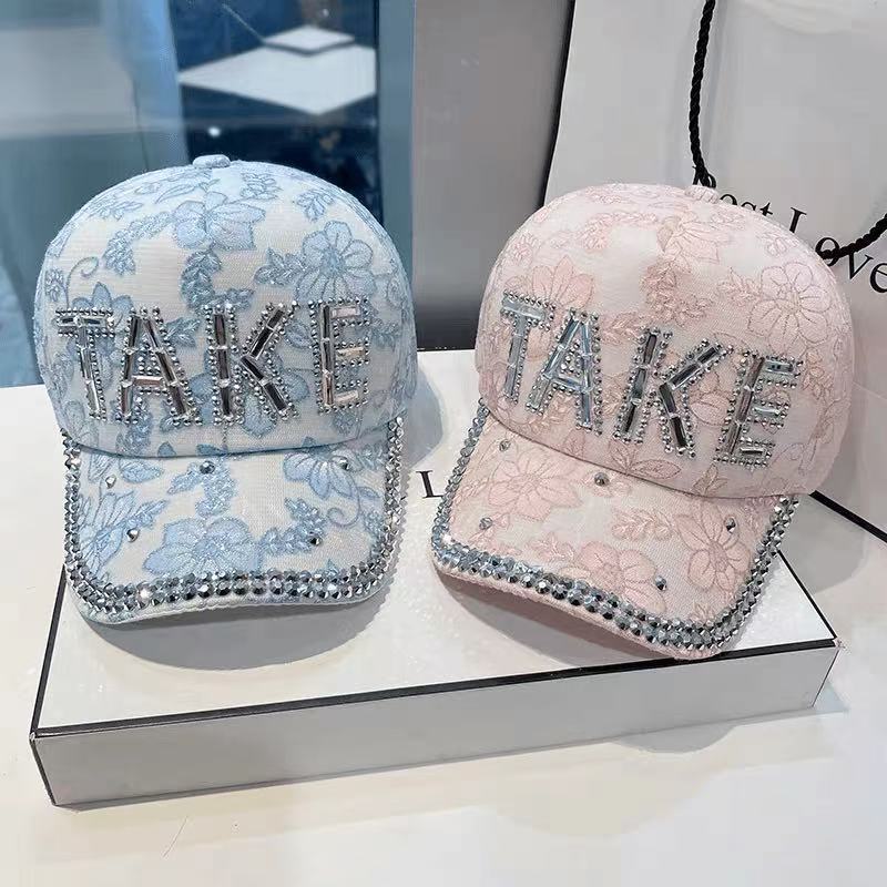 Rhinestone TAKE letra moda gorra de béisbol mujer primavera y verano nueva gorra de béisbol de diamantes de imitación sombrero para el sol de verano moda todo fósforo