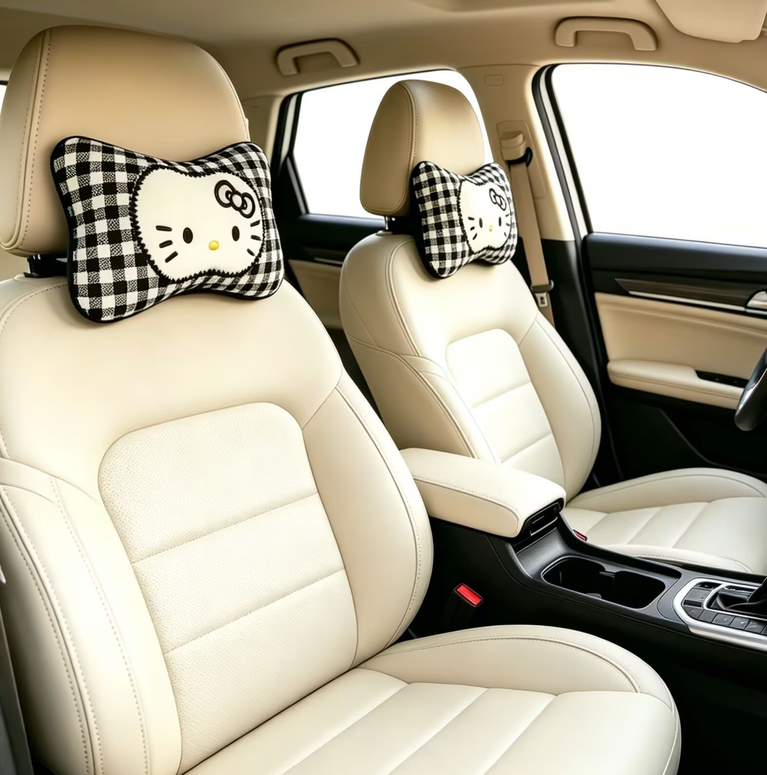 Creative In-Car Neck Pillow, Car Headrest Pillow for Women, Cute Kt Neck Support Pillow for Car Seat