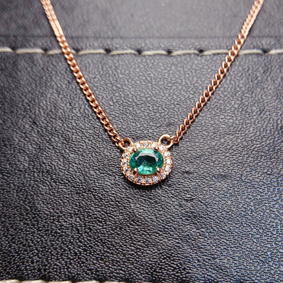 Оптовая продажа популярного натурального изумрудного колье из серебра S925 с инкрустацией основного камня 4*5, горячая распродажа в Европе и Америке, дропшиппинг.